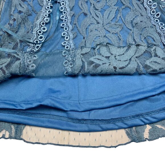 Pretty Angel Calypso Blue Mesh Lace Ruffles‎ Steampunk Tunic - Picture 8 of 9